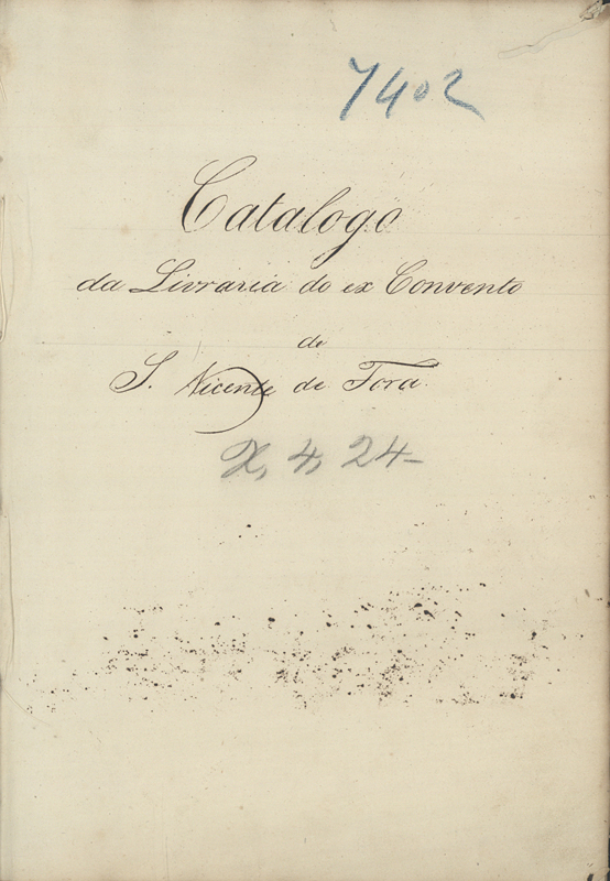 Capa de Catalogo dos Livros que se achão nesta primera Caza da Bibliotheca de S. Vicente