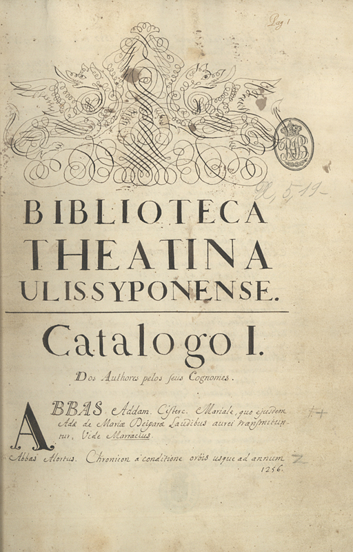 Capa de Bibliotheca Theatina Ulissyponense